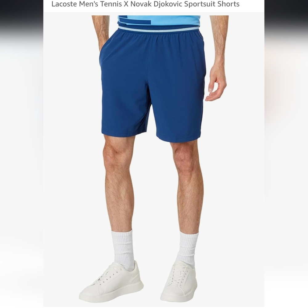 Lacoste X Djokovich Blue Tennis Sportsuit Athletic Shorts Sz XL Mens